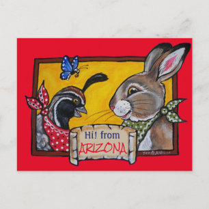 Carte Postale Southwest Arizona Rabbit Quail Desert Souvenir