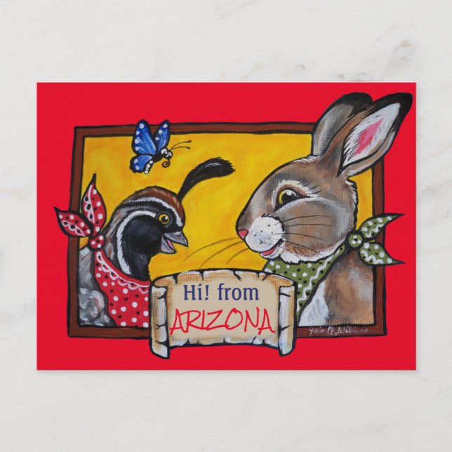 Carte Postale Southwest Arizona Rabbit Quail Desert Souvenir (Devant)
