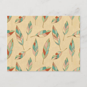 Carte Postale Southwest Geo Step Coral Feather Pattern