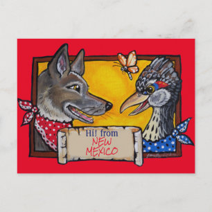 Carte Postale Southwest Nouveau-Mexique Coyote Roadrunner Souven