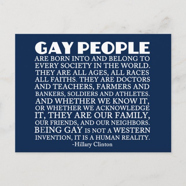 Carte Postale Soutien LGBT aux droits des homosexuels (Devant)