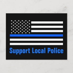 Carte Postale Soutien Police locale Ligne Bleue Mince