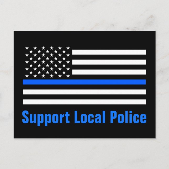 Carte Postale Soutien Police locale Ligne Bleue Mince (Devant)