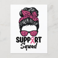 Soutien Squad Messy Bun Pink Warrior Cancer du sei