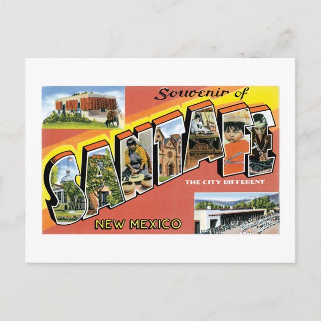 Carte Postale Souvenir de Père Noël Fe, Nouveau-Mexique (Devant)