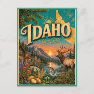 Carte postale souvenir de voyage rétro de l'Idaho