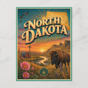 Carte postale souvenir de voyage rétro du Dakota d