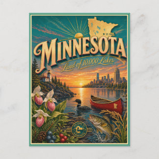 Carte postale souvenir de voyage rétro du Minnesot