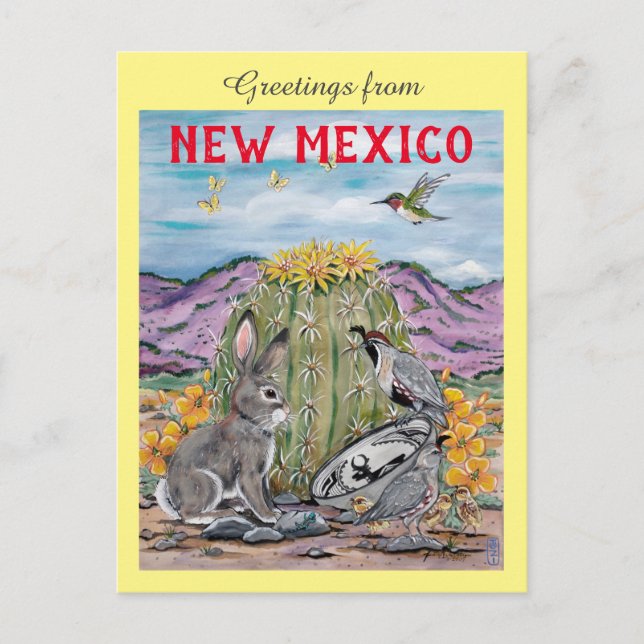 Carte Postale Souvenir Nouveau-Mexique Southwest Animal Cactus A (Devant)