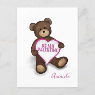Carte Postale Soyez mon amour Valentine mignonne Ours et coeur e