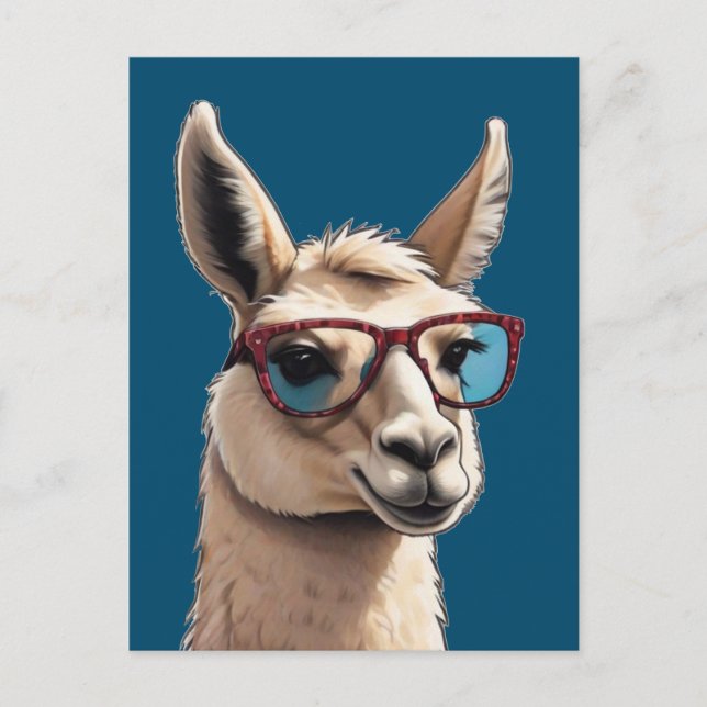 Carte Postale Soyez Smile Cool Llama Funky Alpaca Lunettes de so (Devant)