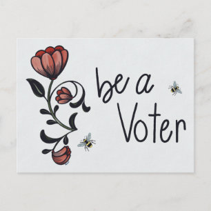 Carte Postale Soyez un électeur floral avec des abeilles