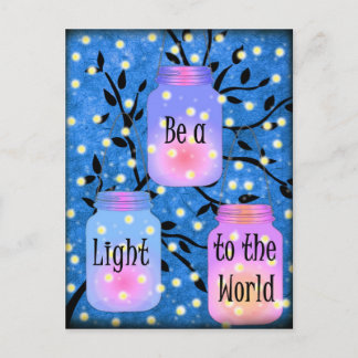 Carte Postale Soyez une lumière pour le monde Firefly Mason Jar 