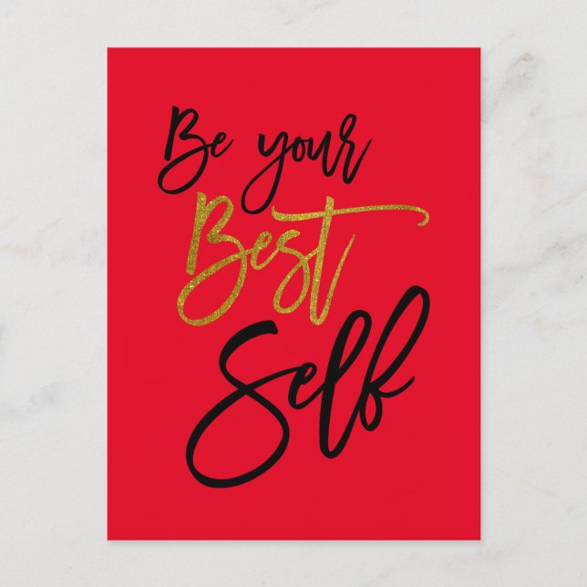 Carte Postale Soyez votre meilleur devis auto-motivationnel roug (Devant)