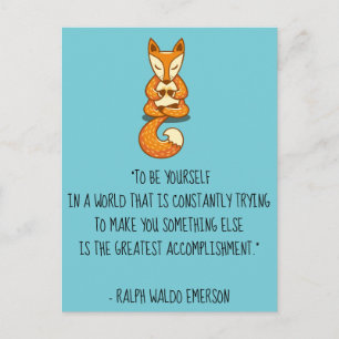 Carte Postale Soyez vous Emerson Citation avec Fox