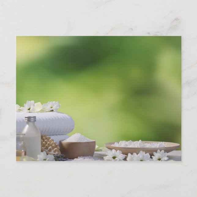 Carte Postale Spa et Wellness Ustensiles dans un jardin tropical (Devant)