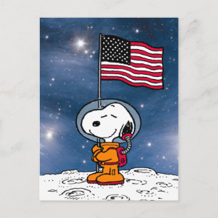 Carte Postale SPACE   Snoopy avec drapeau astronaute