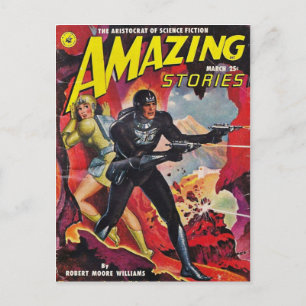 Carte Postale Spaceman avec deux armes Raygun