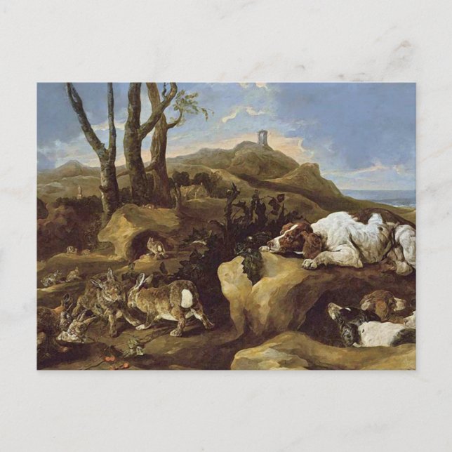 Carte postale : Spaniels Stalking Rabbits dans les (Devant)