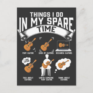 Carte Postale Spare Time Guitare Player Funny Guitariste Musicie