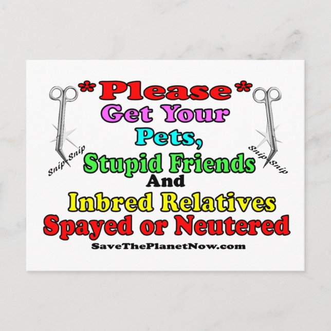 Carte Postale Spay ou Neuter (Devant)