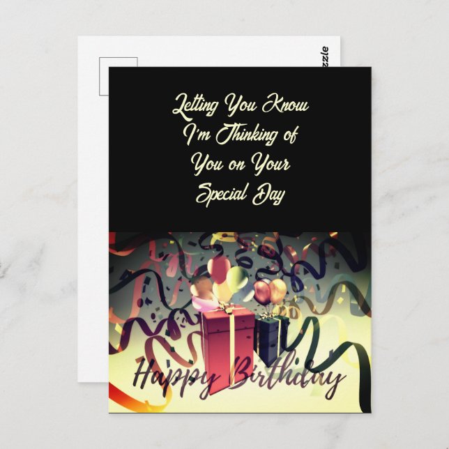 Carte postale spéciale Joyeux Anniversaire (Devant / Derrière)