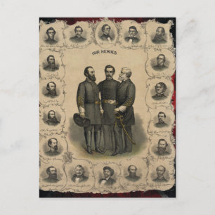 Carte Postale Spectaculaire des héros de la guerre de Sécession 