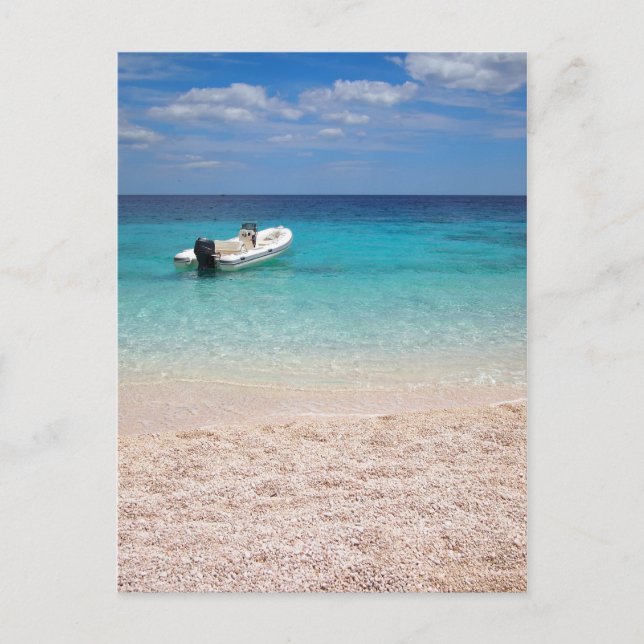 Carte Postale Speedboat dans la mer bleue (Devant)