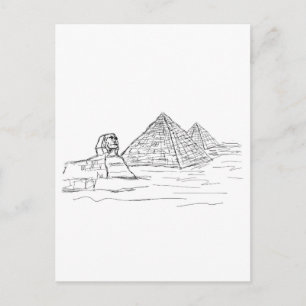 Carte Postale sphinx et pyramides d'Égypte