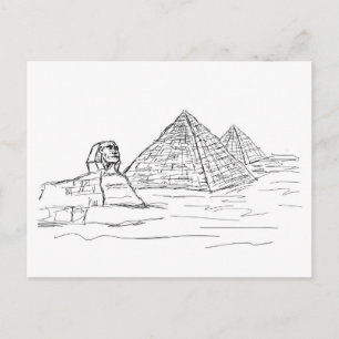 Carte Postale sphinx et pyramides d'Égypte