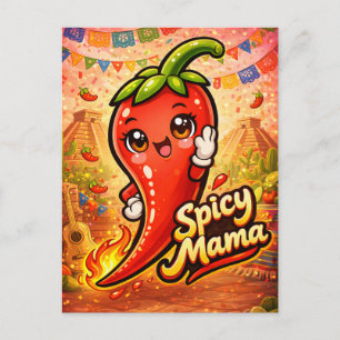 Carte Postale Spicy Mama - Truc Chaud - Amoureux de la Nourritur