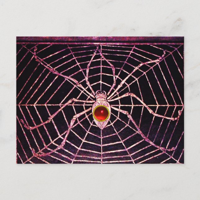 Carte Postale SPIDER ET WEB Rouge Ruby Noir (Devant)