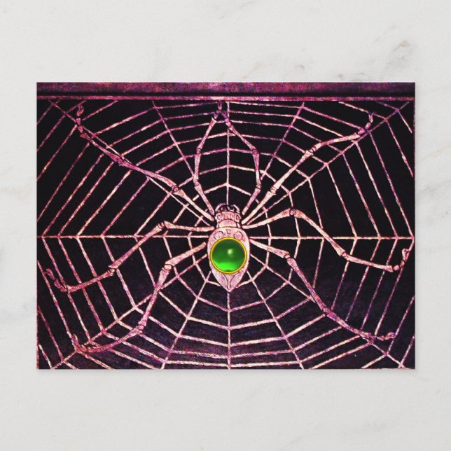 Carte Postale SPIDER ET WEB Vert Émeraude Noir (Devant)
