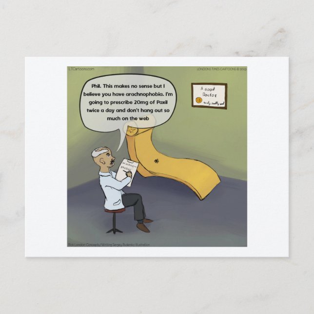 Carte Postale Spider Psychiatric Patient Funny Comic (Devant)
