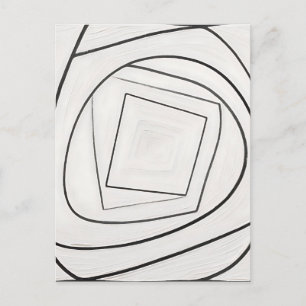Carte Postale Spirale Carrée Abstraite Noir Blanc