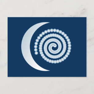 Carte Postale Spirale de lune d'argent sur bleu foncé
