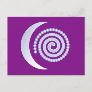 Carte Postale Spirale de lune d'argent sur violet
