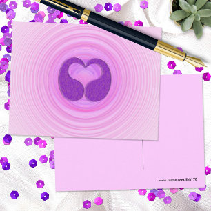 Carte Postale Spirales roses Cœur violet Félicitations