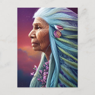 Carte Postale Spirit Elder Amérindien Imaginaire Art numérique