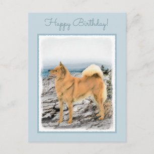Carte Postale Spitz finlandais à Seashore Peinture - Chien Art