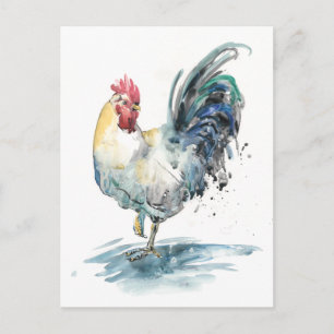 Carte Postale Splash de coq - Aquarelle
