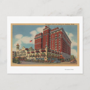 Carte Postale Spokane, WA - Vue de l'hôtel Davenport #2
