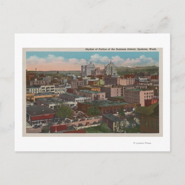 Carte Postale Spokane, WA - Vue Skyline du centre-ville (Devant)