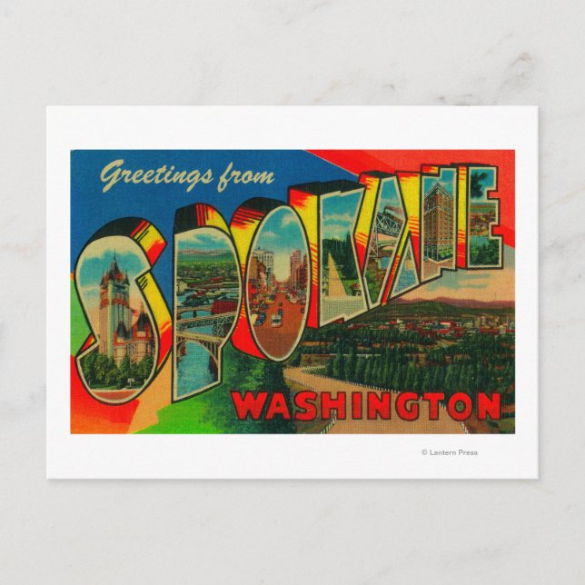 Carte Postale Spokane, Washington - Scènes de grandes lettres 2 (Devant)
