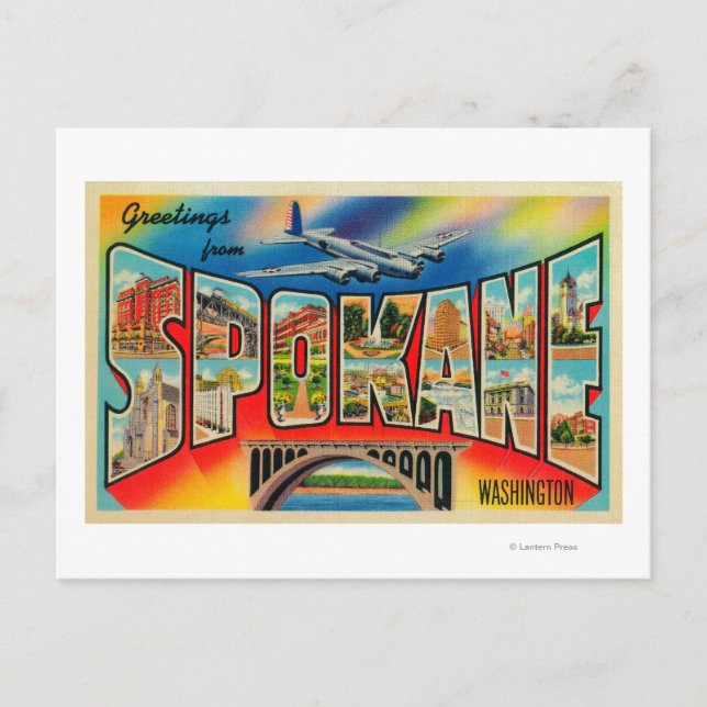 Carte Postale Spokane, Washington - Scènes de grandes lettres 3 (Devant)