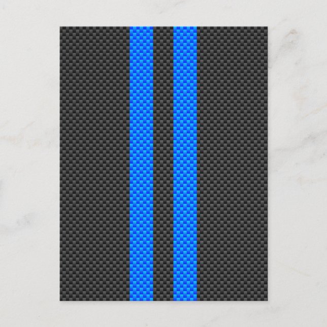 Carte Postale Sporty Sky Blue Carbon Style Fibre Stripes de cour (Devant)
