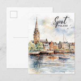 Carte Postale Spot Pologne Aquarelle Peinture Voyage