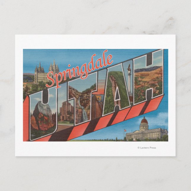 Carte Postale Springdale, Utah - Scènes de grandes lettres (Devant)