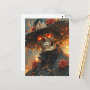 Carte Postale Squelette aux yeux lumineux