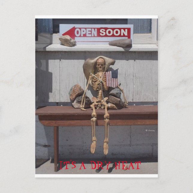 Carte Postale Squelette - C'est une chaleur sèche (Devant)